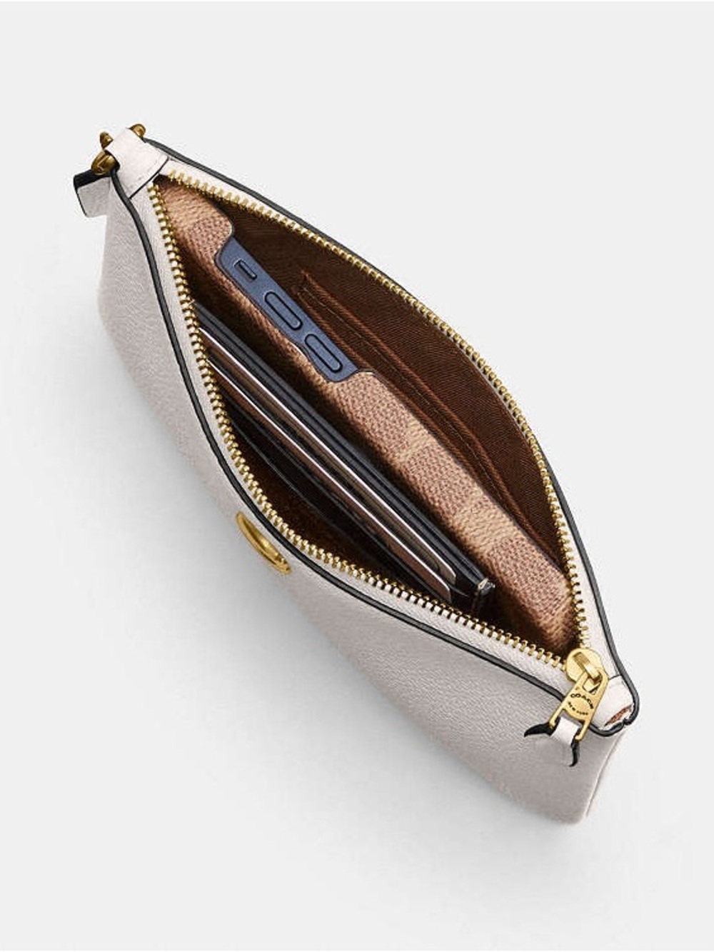 Coach Essential Small WristletChalk Polished Pebble Leather Gold C Logo CH818 - Picture 5 of 7